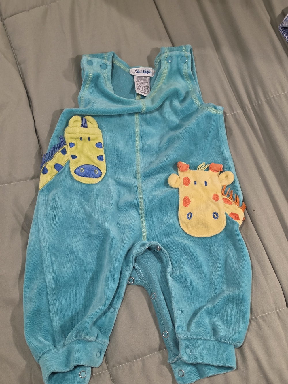 80s Turquoise Plush Giraffe One-Piece